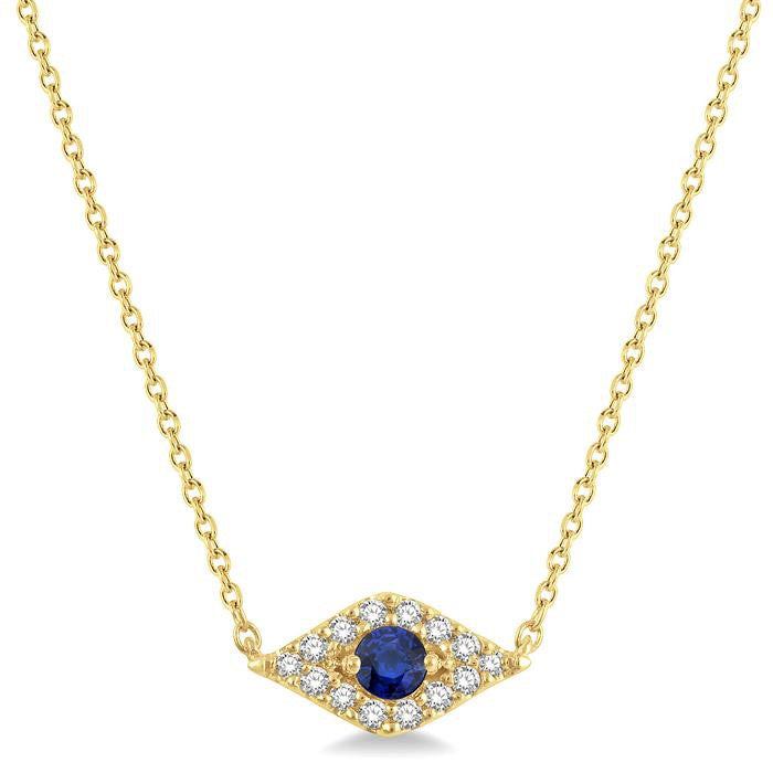 Evil Eye Gemstone & Petite Diamond Fashion Pendant