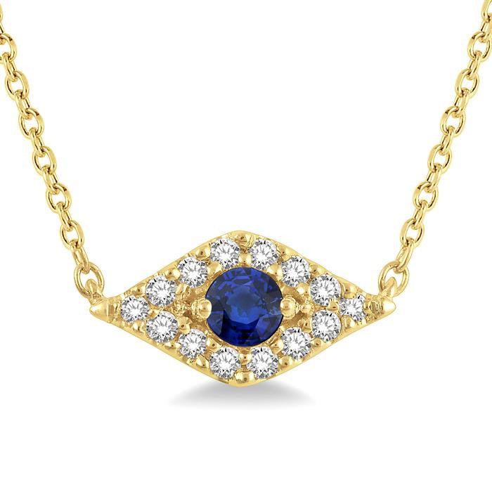 Evil Eye Gemstone & Petite Diamond Fashion Pendant
