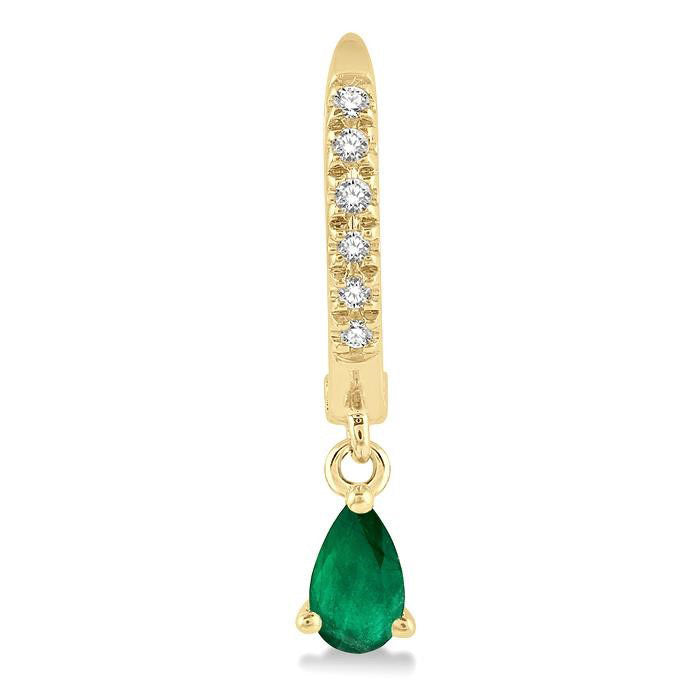 Pear Shape Gemstone & Petite Diamond Huggie Fashion Earrings