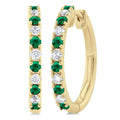 Gemstone & Petite Diamond Huggie Fashion Earrings