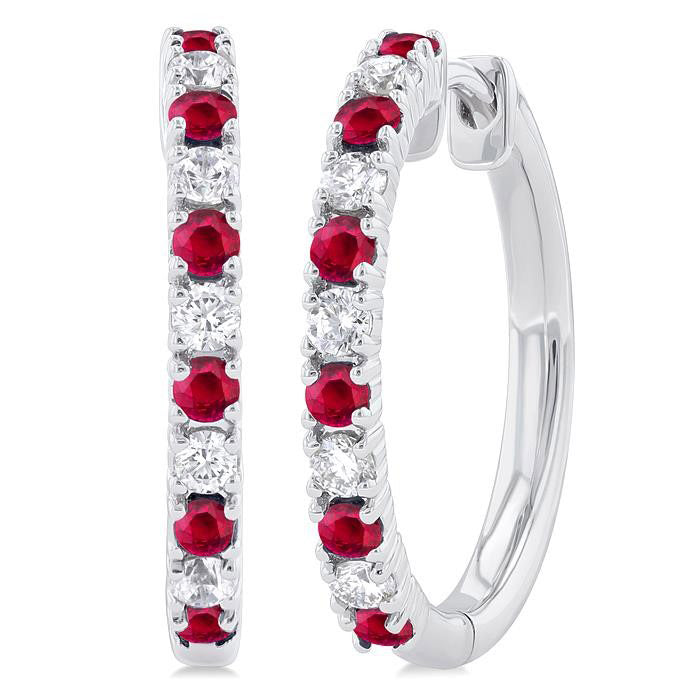 Gemstone & Petite Diamond Huggie Fashion Earrings