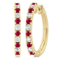 Gemstone & Petite Diamond Huggie Fashion Earrings