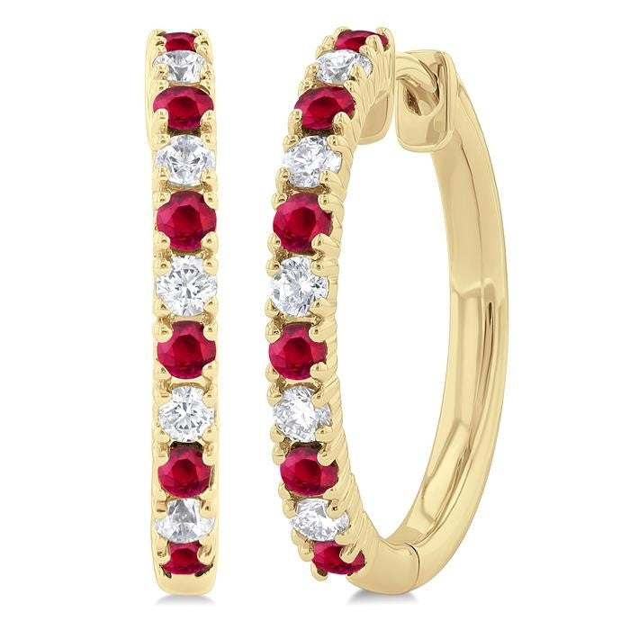 Gemstone & Petite Diamond Huggie Fashion Earrings