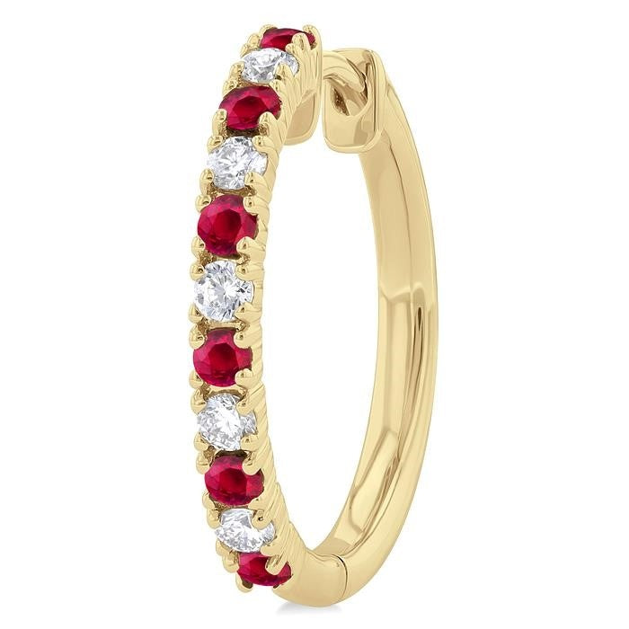 Gemstone & Petite Diamond Huggie Fashion Earrings