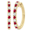 Gemstone & Petite Diamond Huggie Fashion Earrings