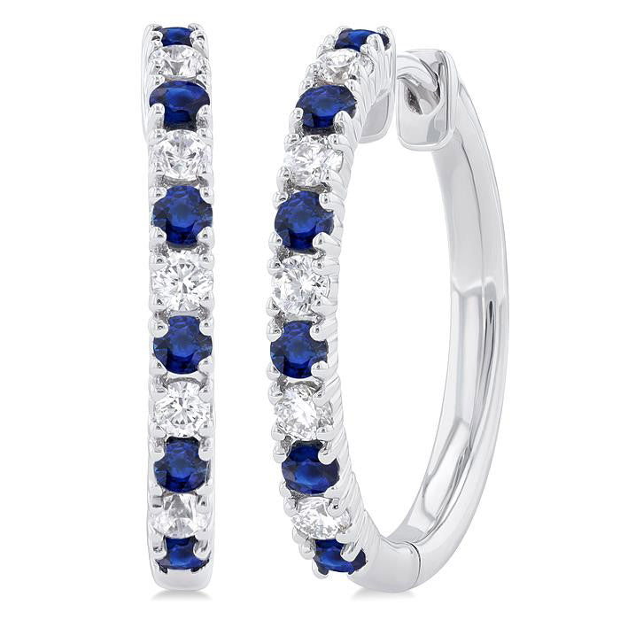 Gemstone & Petite Diamond Huggie Fashion Earrings