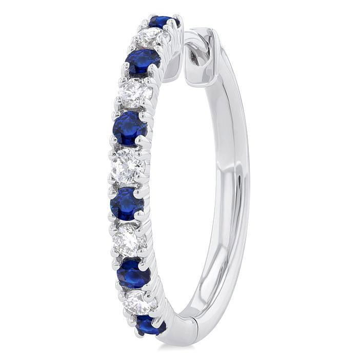 Gemstone & Petite Diamond Huggie Fashion Earrings