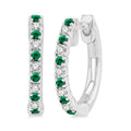 Gemstone & Petite Diamond Huggie Fashion Earrings