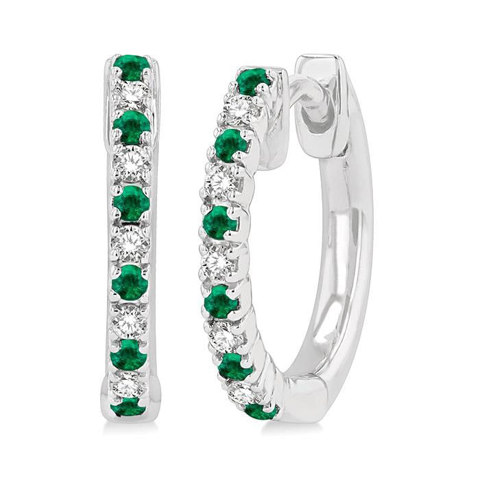 Gemstone & Petite Diamond Huggie Fashion Earrings