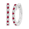 Gemstone & Petite Diamond Huggie Fashion Earrings