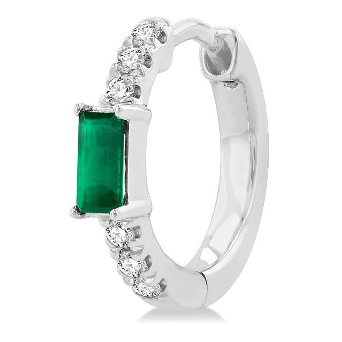 Gemstone & Petite Diamond Huggie Fashion Earrings