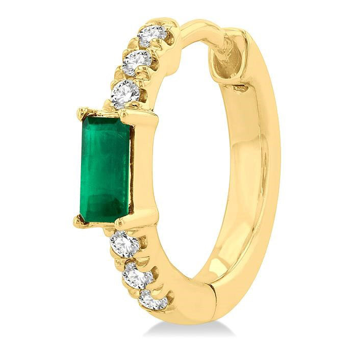 Gemstone & Petite Diamond Huggie Fashion Earrings