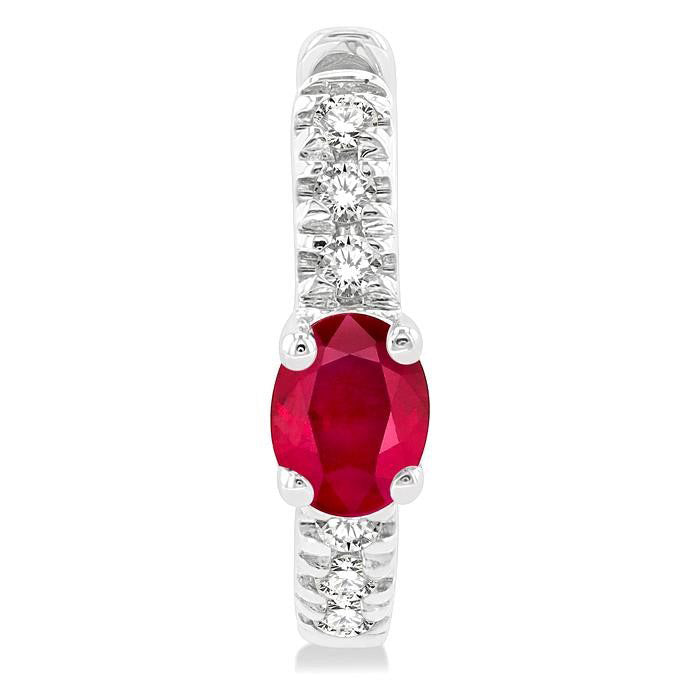Oval Shape Gemstone & Petite Diamond Huggie Fashion Earrings