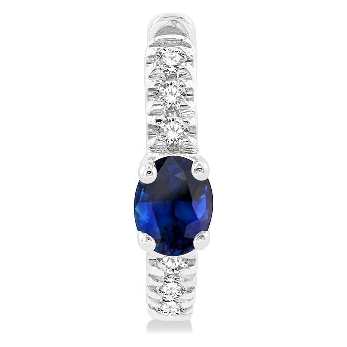 Oval Shape Gemstone & Petite Diamond Huggie Fashion Earrings