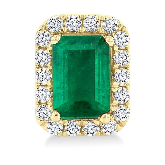 Emerald Shape Gemstone & Halo Diamond Earrings