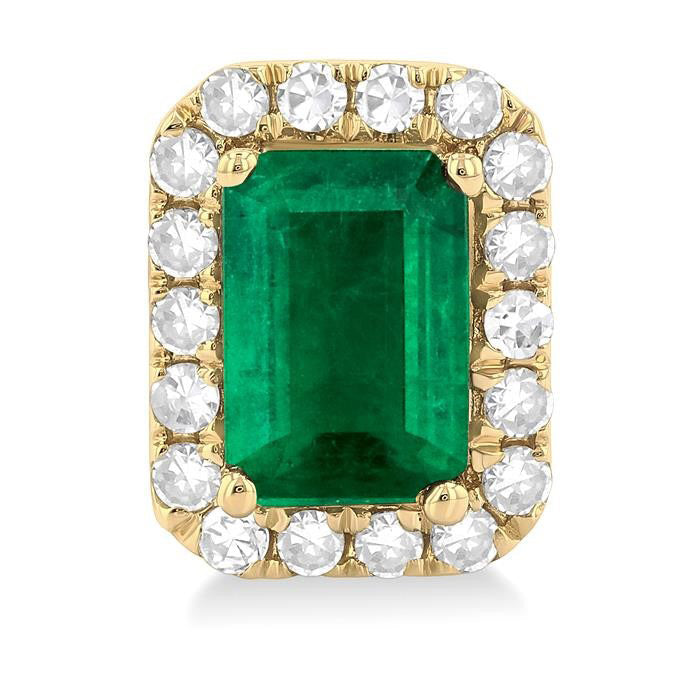 Emerald Shape Gemstone & Halo Diamond Earrings