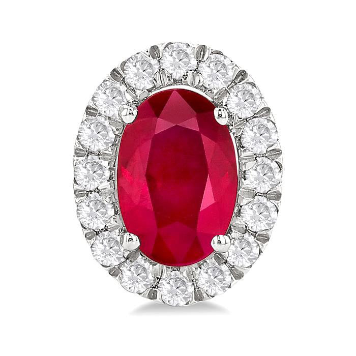 Oval Shape Gemstone & Halo Diamond Earrings