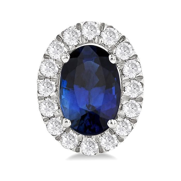 Oval Shape Gemstone & Halo Diamond Earrings