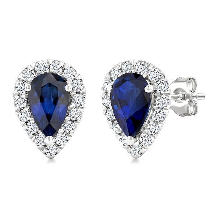 CaVioOn LinElXe 14K White Gold Diamond Halo Earrings