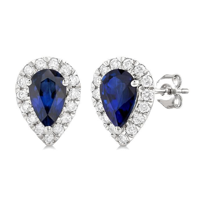 CaVioOn LinElXe 14K White Gold Diamond Halo Earrings