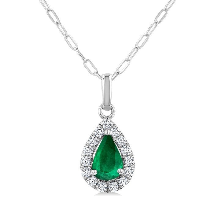 Aurora Pear Shape Gemstone & Halo Diamond Pendant