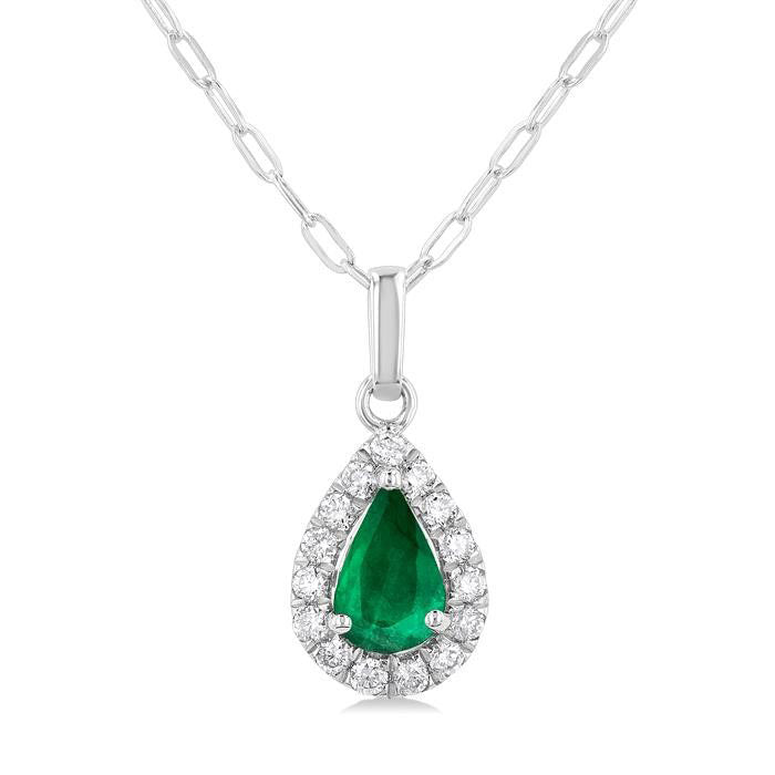 Aurora Pear Shape Gemstone & Halo Diamond Pendant