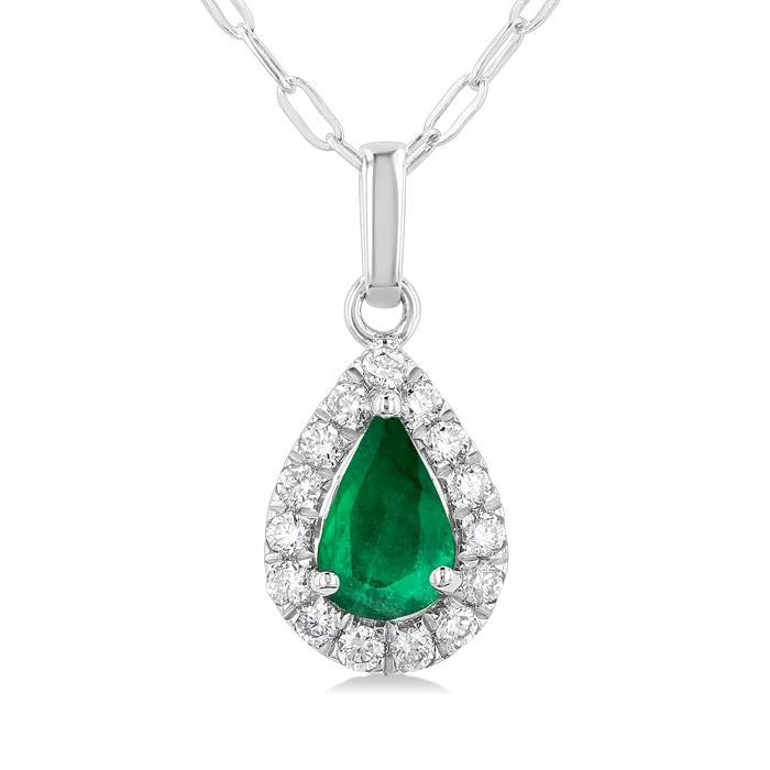 Aurora Pear Shape Gemstone & Halo Diamond Pendant