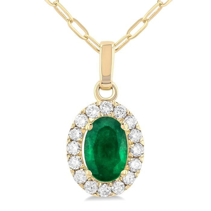 Aster Oval Shape Gemstone & Halo Diamond Pendant