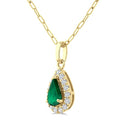 Aster Pear Shape Gemstone & Halo Diamond Pendant