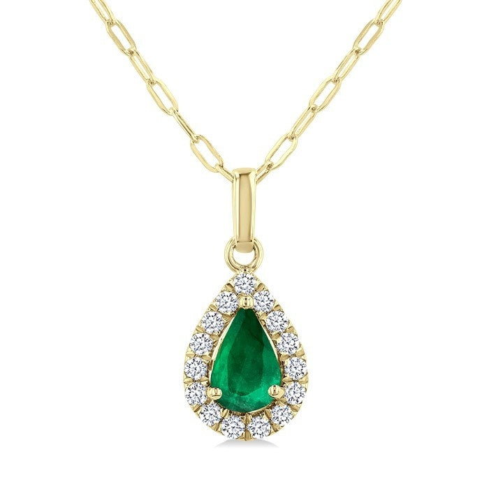 Aster Pear Shape Gemstone & Halo Diamond Pendant
