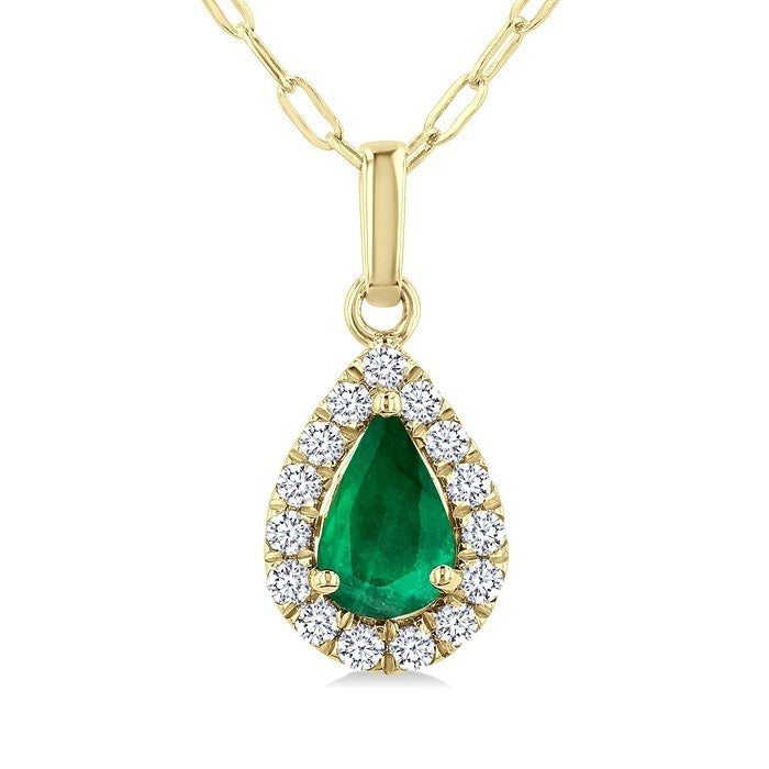 Aster Pear Shape Gemstone & Halo Diamond Pendant