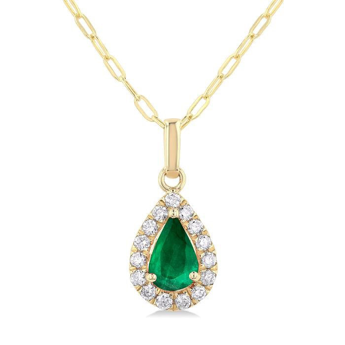Aster Pear Shape Gemstone & Halo Diamond Pendant