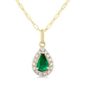 Aster Pear Shape Gemstone & Halo Diamond Pendant