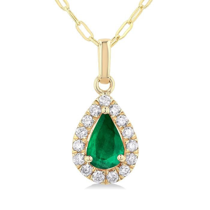 Aster Pear Shape Gemstone & Halo Diamond Pendant