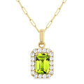 Aria Emerald Shape Gemstone & Halo Diamond Pendant
