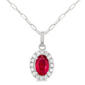 Aurora Oval Shape Gemstone & Halo Diamond Pendant