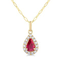 Haven Pear Shape Gemstone & Halo Diamond Pendant
