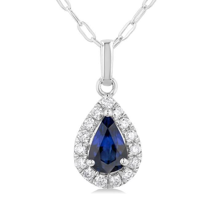 Nimbus Pear Shape Gemstone & Halo Diamond Pendant