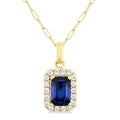Celestia Emerald Shape Gemstone & Halo Diamond Pendant
