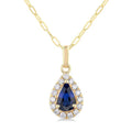 Vale Pear Shape Gemstone & Halo Diamond Pendant