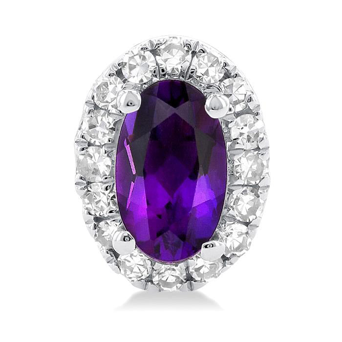 Oval Shape Gemstone & Halo Diamond Earrings