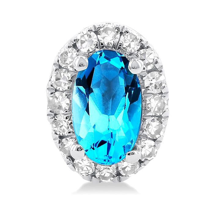 Oval Shape Gemstone & Halo Diamond Earrings
