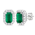 Gemstone & Halo Diamond Stud Earrings
