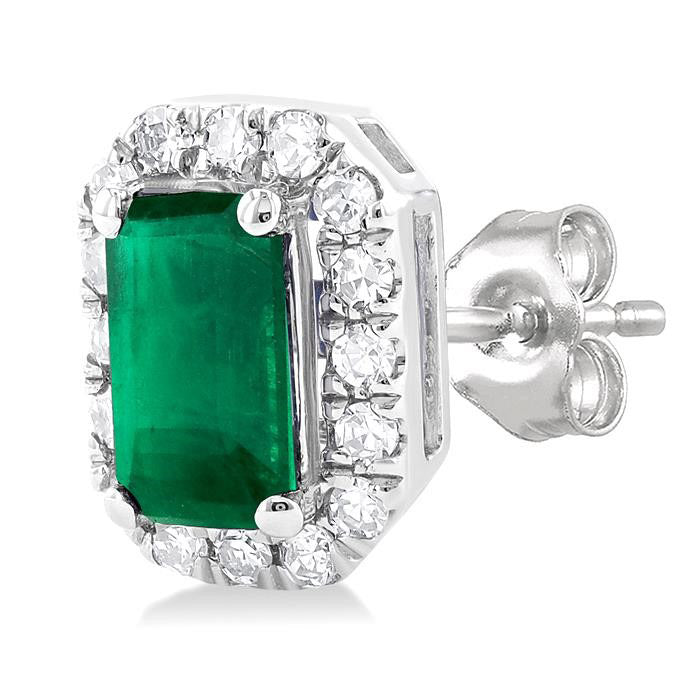 Gemstone & Halo Diamond Stud Earrings