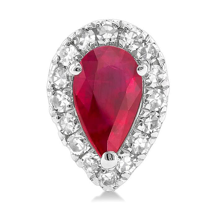 Pear Shape Gemstone & Halo Diamond Stud Earrings