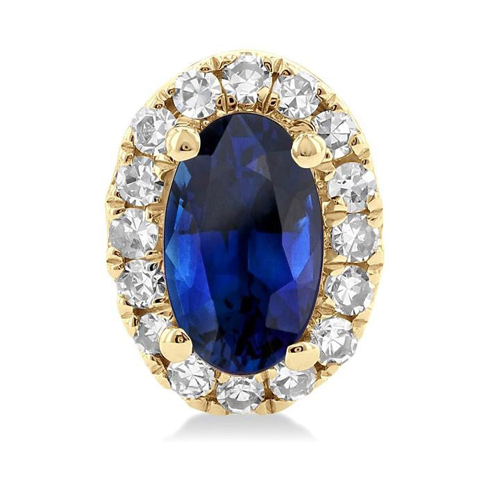 Oval Shape Gemstone & Halo Diamond Stud Earrings