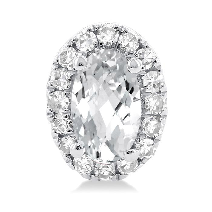 Oval Shape Gemstone & Halo Diamond Earrings