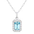 Aria Emerald Shape Gemstone & Halo Diamond Pendant
