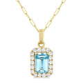 Emerald Shape Gemstone & Halo Diamond Pendant