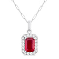 Aurora Emerald Shape Gemstone & Halo Diamond Pendant